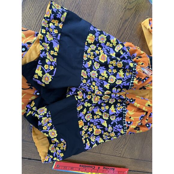 Vintage Roger Milot For Fred Perlberg Retro Dress Orange Purple Black Floral S/M - Picture 7 of 16